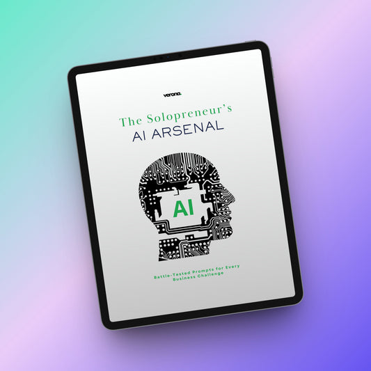 The Solopreneur's AI Arsenal: eBook product image 2. Verona Marketing Hub.