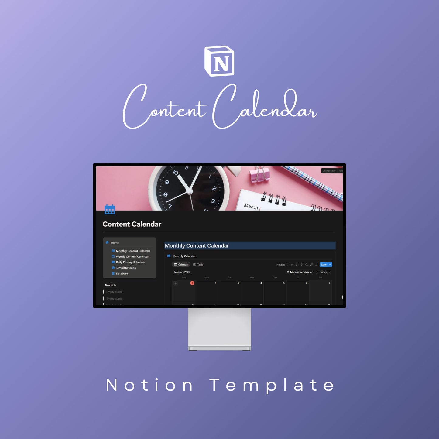 Content Calendar Notion Template: Verona Marketing Hub