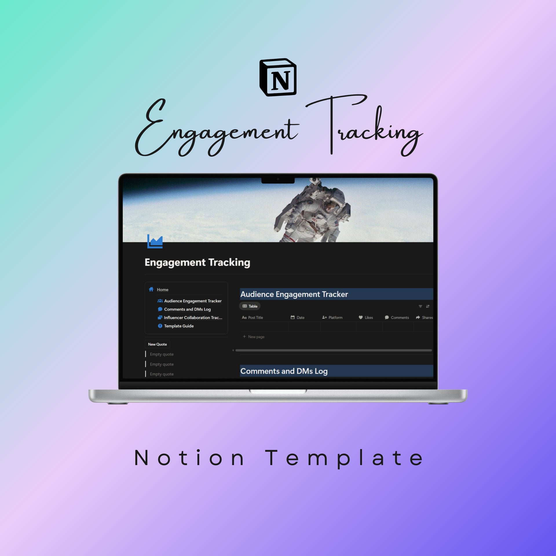Engagement Tracking Notion Template: Verona Marketing Hub