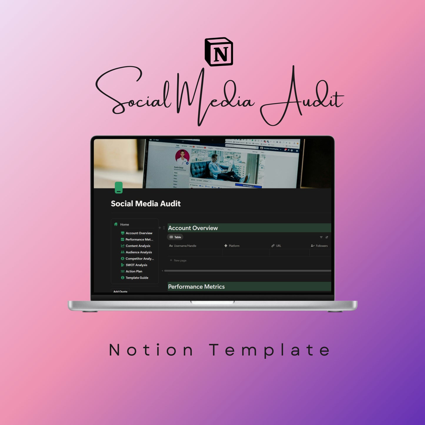Social Media Audit Notion Template: Verona Marketing Hub