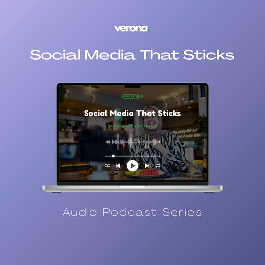 Social Media That Sticks Audio Podcast Series, product image; Verona Marketing Hub. 