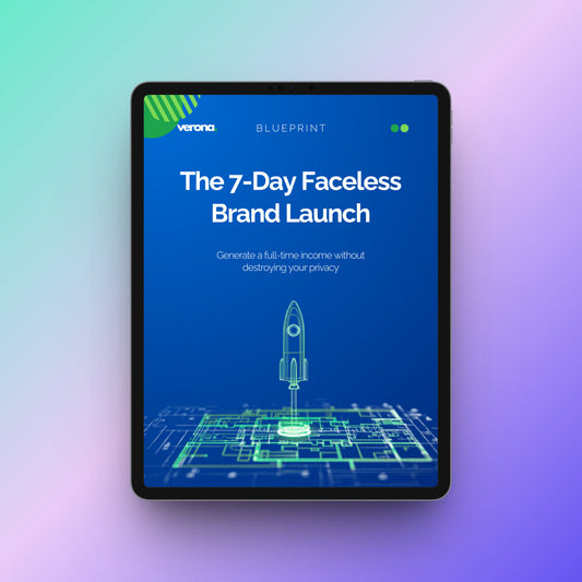 The 7-Day Faceless Brand Launch Blueprint, Product Image: Verona Marketing Hub.